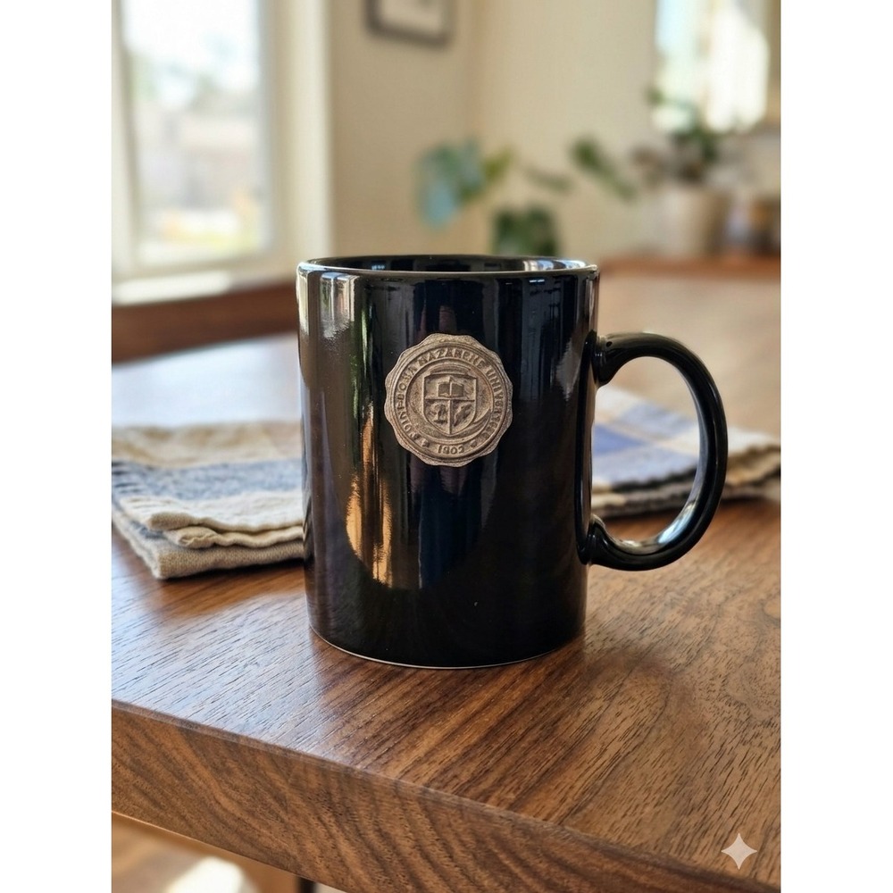Point Loma Nazarene University Black Coffee Mug Pewter Seal